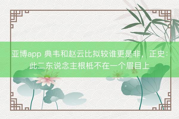 亚博app 典韦和赵云比拟较谁更是非，正史：此二东说念主根柢不在一个眉目上