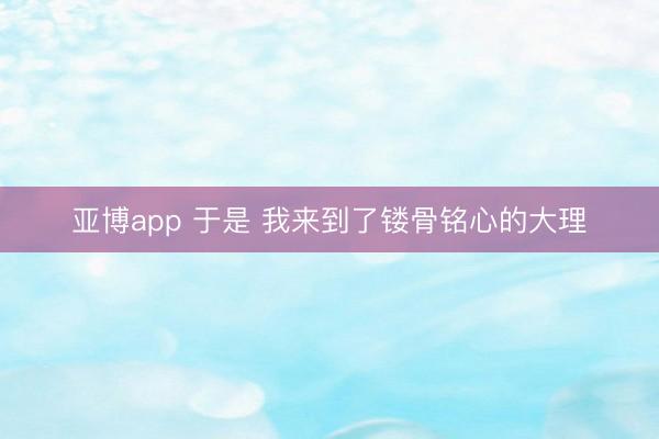 亚博app 于是 我来到了镂骨铭心的大理